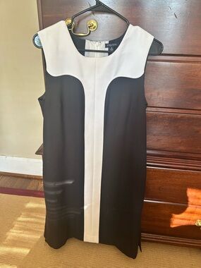 Etcetera Black and White Sleeveless Mini Shift Dress